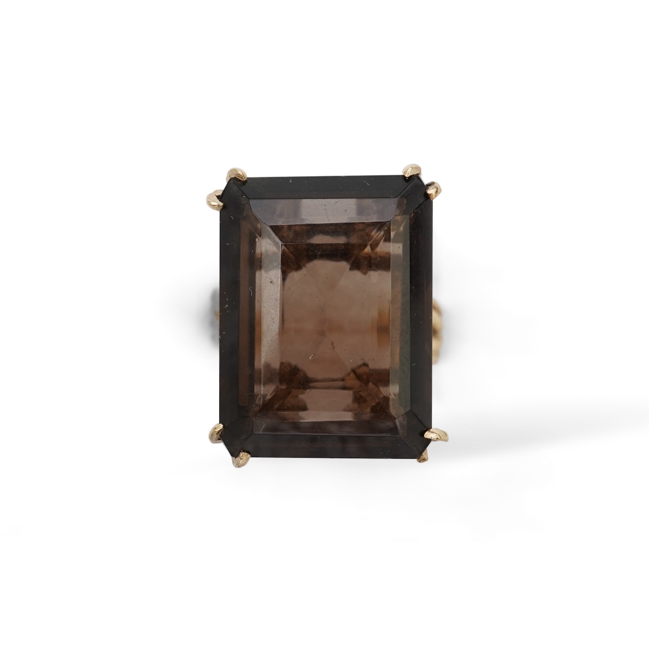 A smoky quartz cocktail ring, mid 20th century